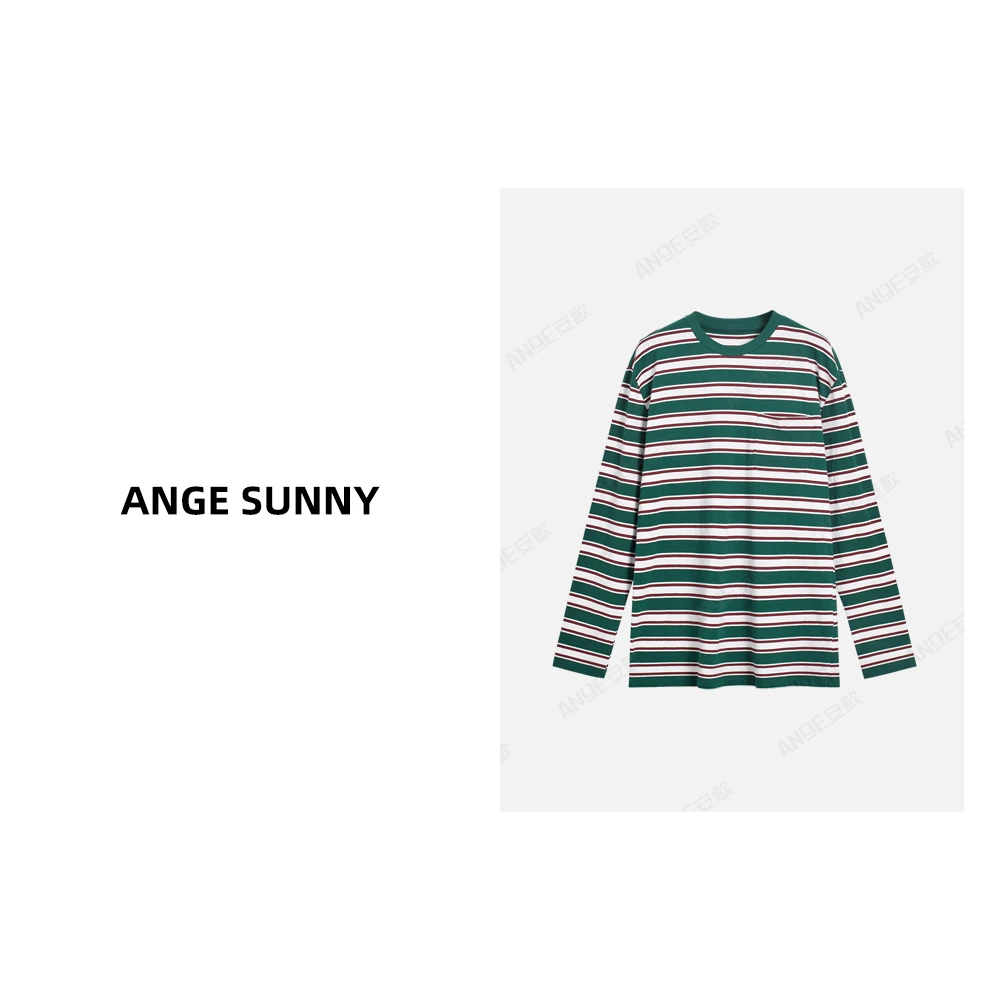 ANGE SUNNY【鞠婧祎同款 条纹长袖上衣】字母徽标长袖条纹上衣