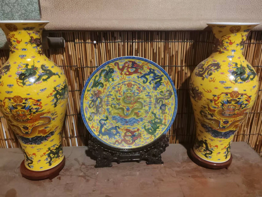 大黄龙瓶一套（流水摆件）