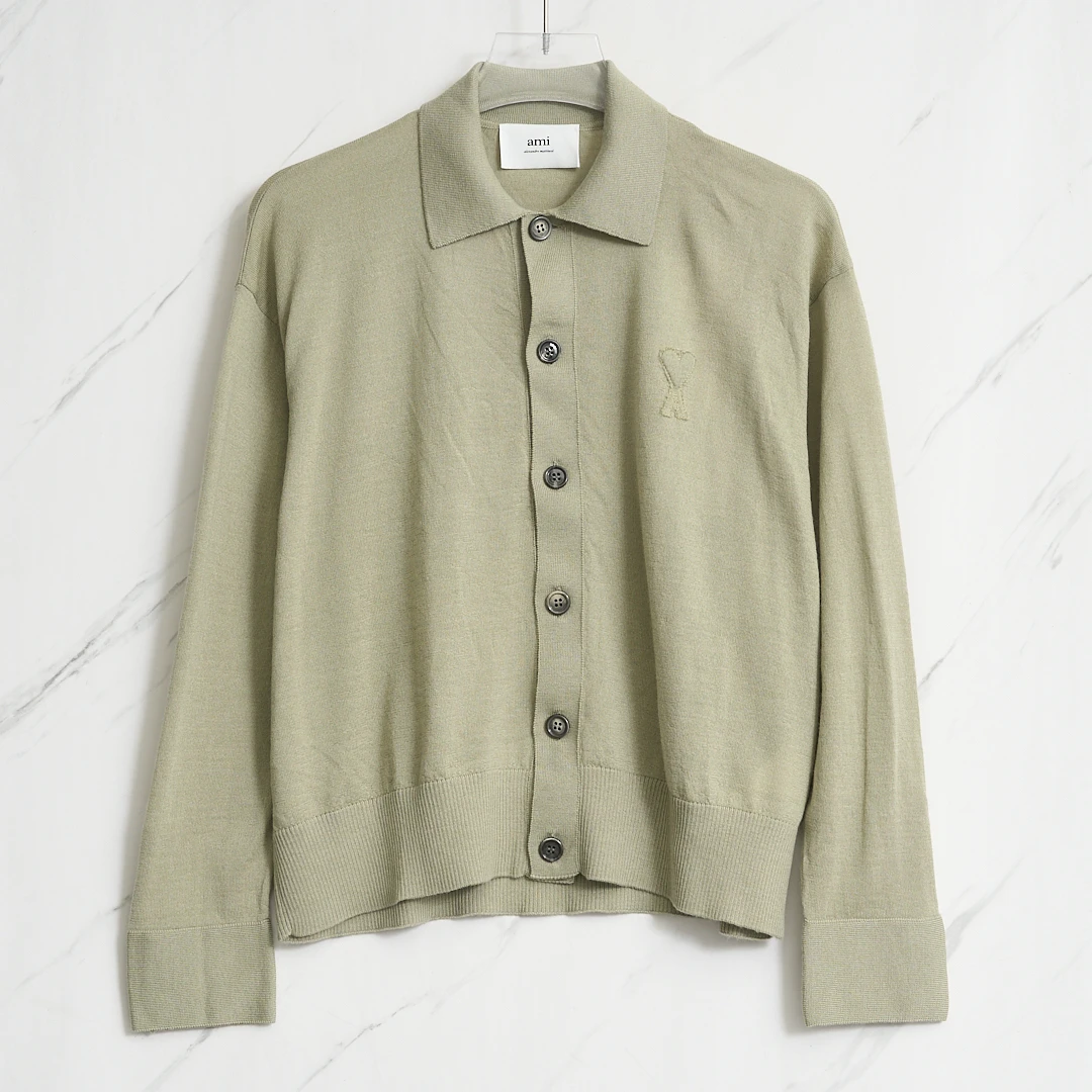 【可玉Keyu】Ami Paris徐明浩同款爱心翻领针织开衫/A1BU00126