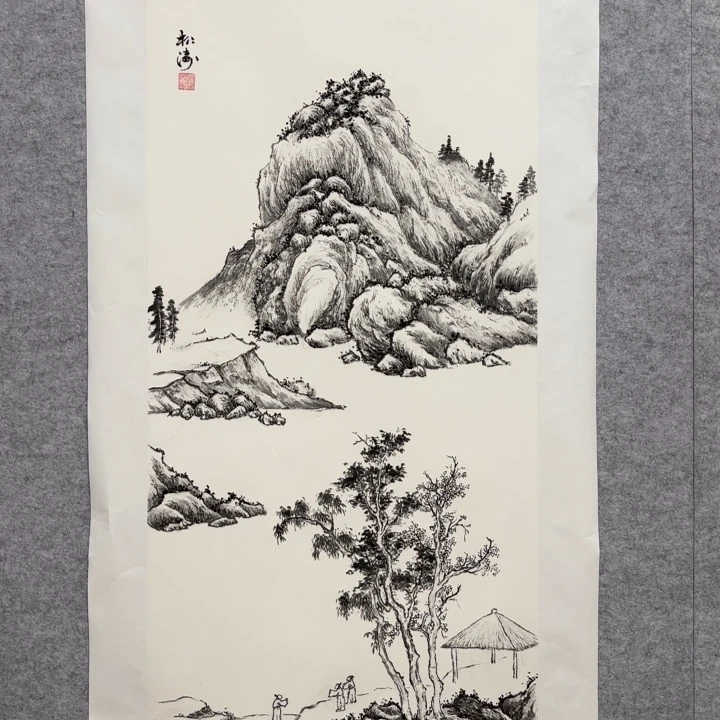 国画花鸟等图案为一体而