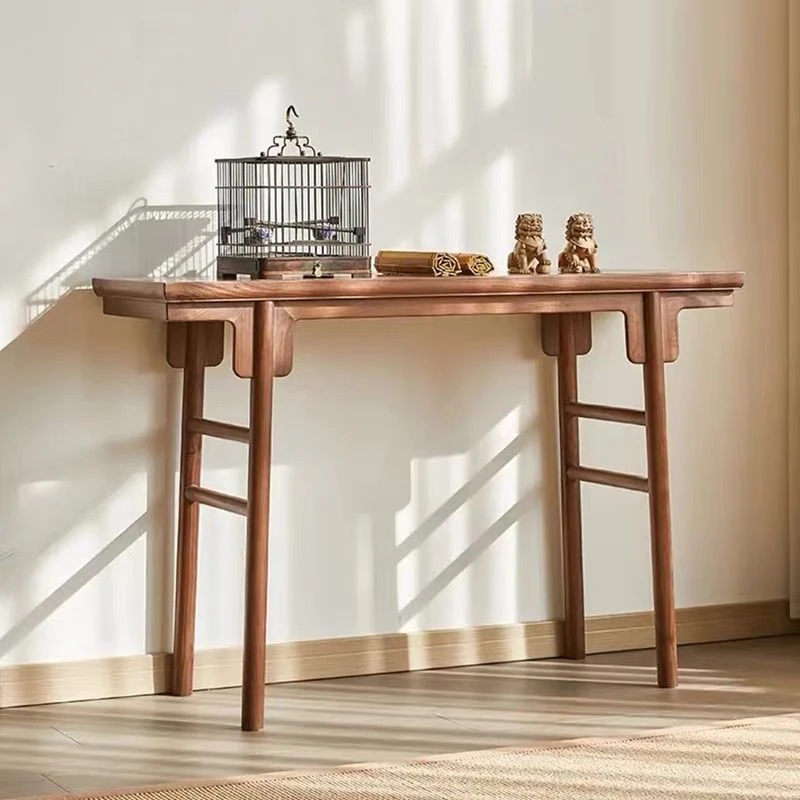 新中式玄关桌中式实木供桌条案轻奢入户门禅意高级感玄关台玄关柜