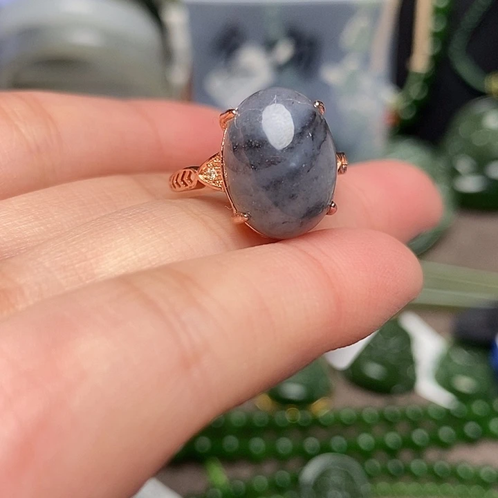 和田玉银S925镶嵌戒指