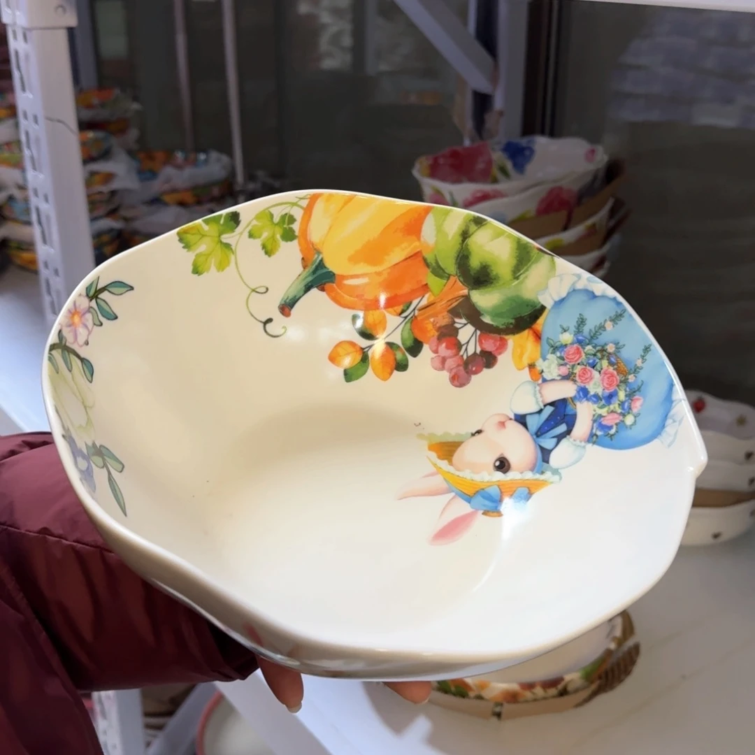 陶瓷10英寸南瓜兔盆一只看图