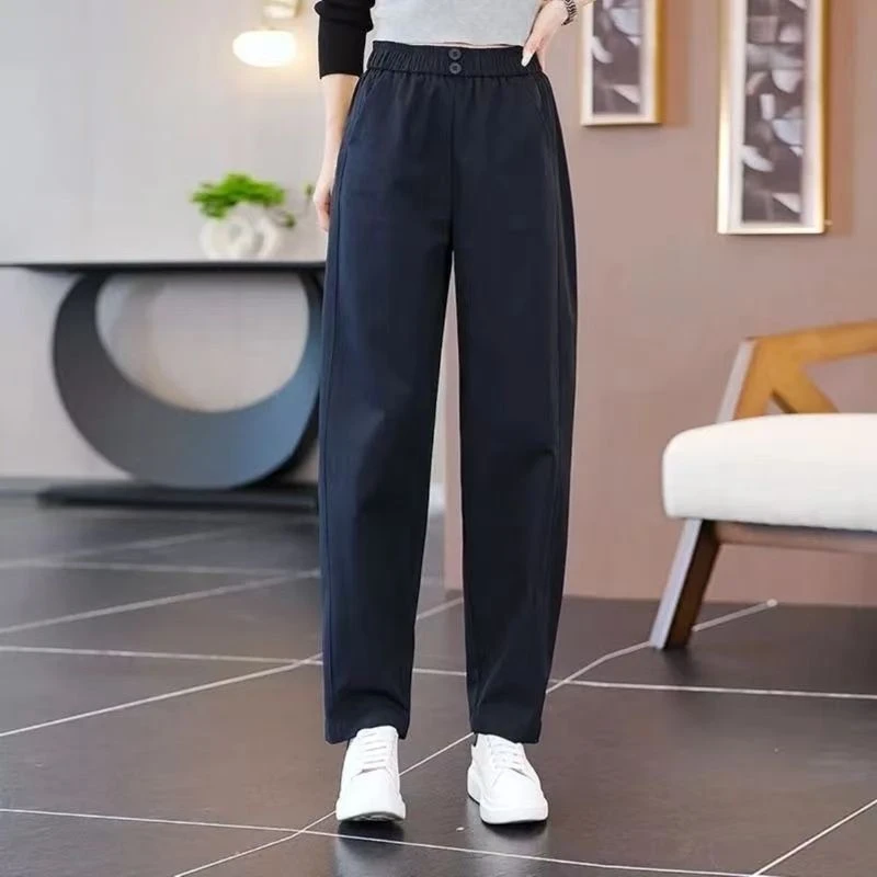 2025秋季新款百搭长裤简约休闲裤宽松阔腿裤萝卜裤垂感哈伦裤女裤