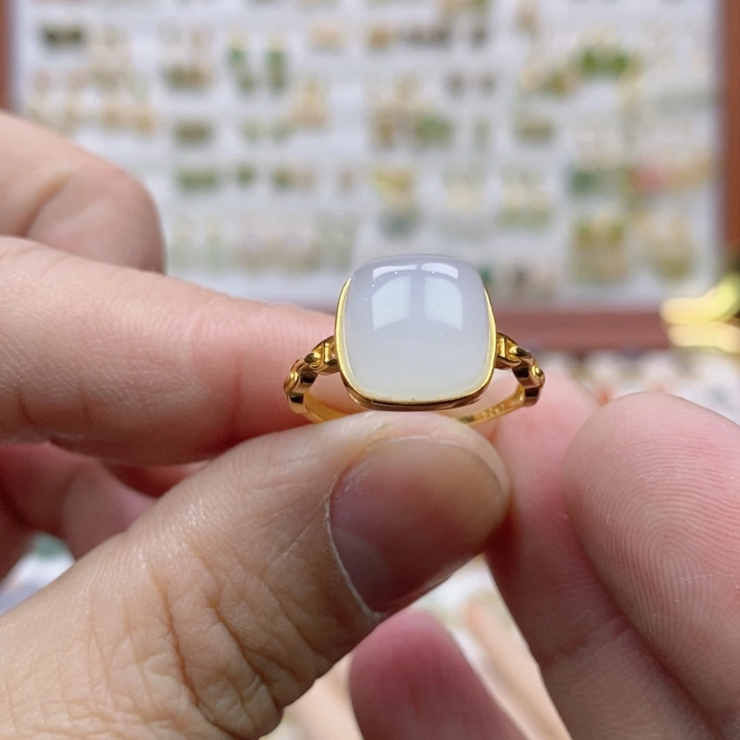 G***o和田玉银S925镶嵌戒指