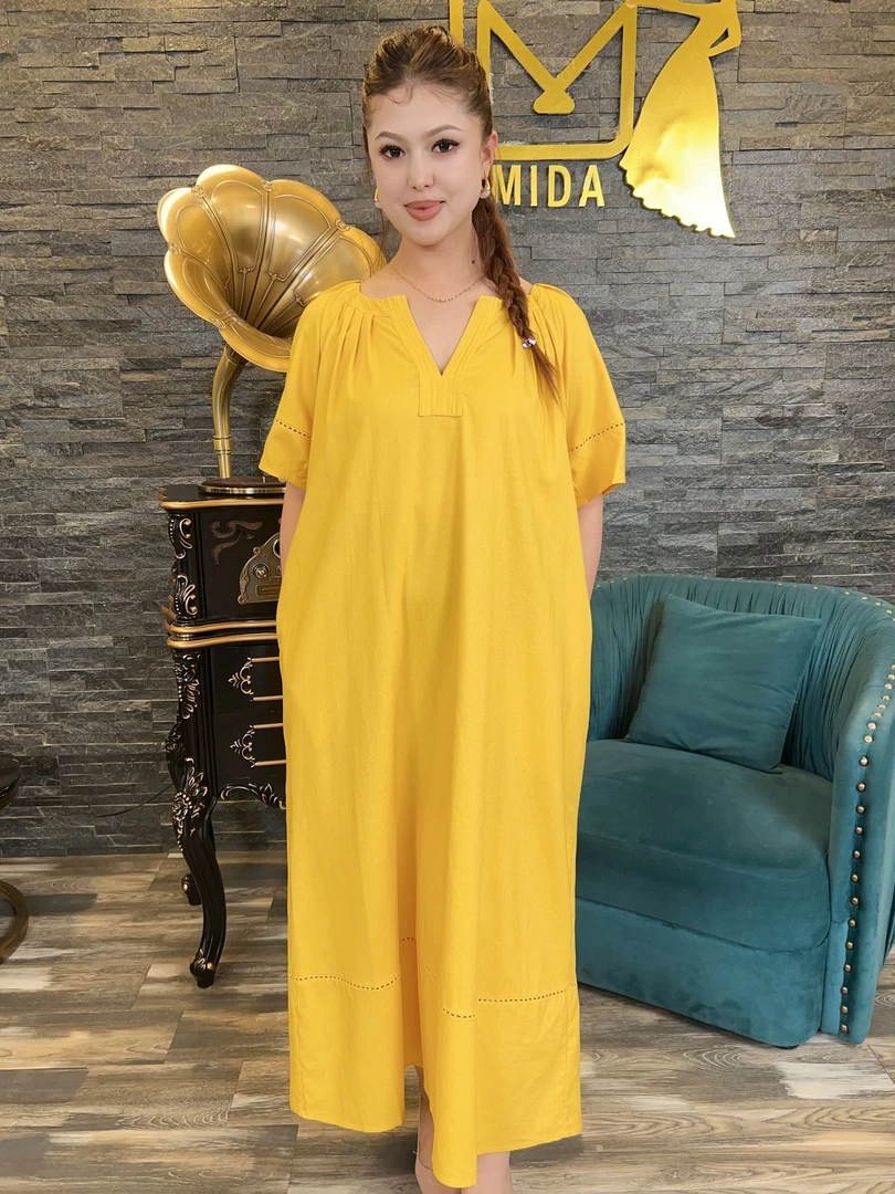 UMIDA夏季新款女士亚麻连衣裙