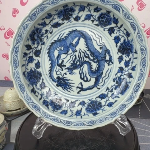 盘润*青花龙纹图案。。。