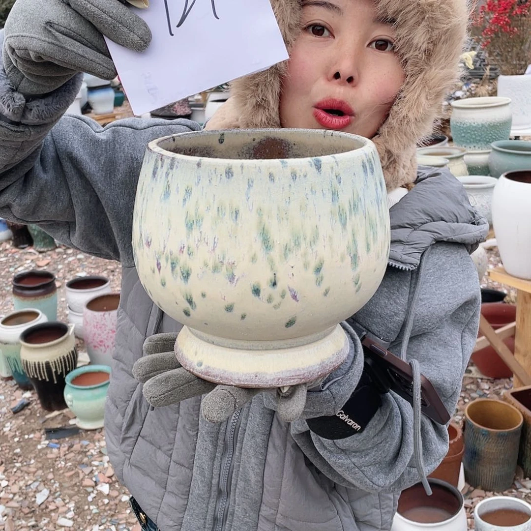 红陶王嫂花盆0123-124