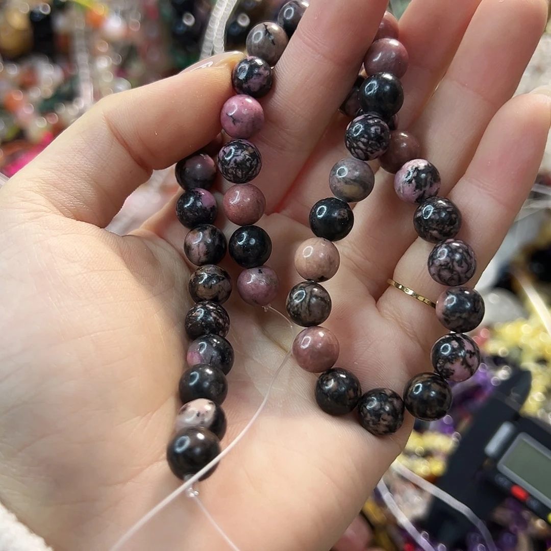 玛瑙/玉髓合金珠宝半成品卡8 天然蔷薇石。一条