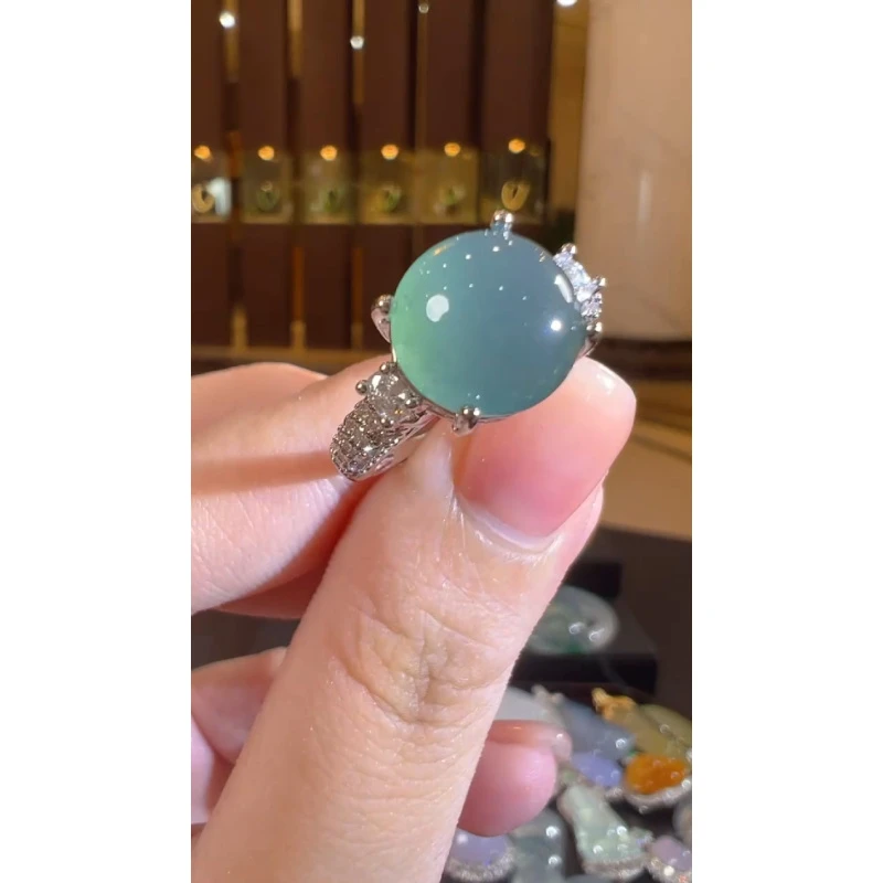 天然A货翡翠SW02蛋面戒指多样性发一
