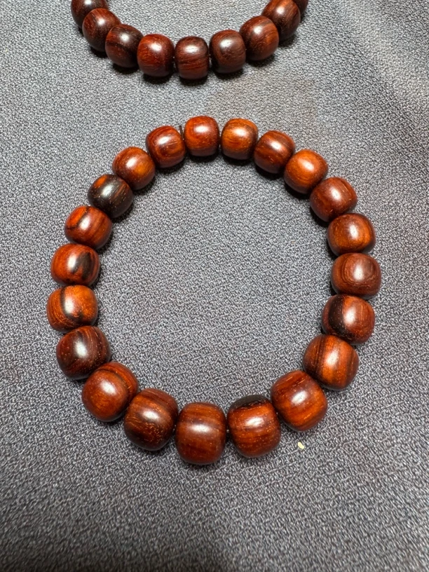 印度小叶紫檀0.9/1.0单圈老型珠手串黑飘红无胶无蜡不泡油不烤色