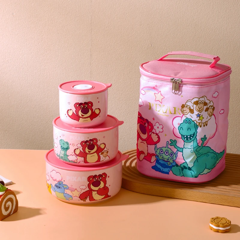 【言则】维尼 草莓熊Family系列陶瓷保鲜碗大中小组合装三件套