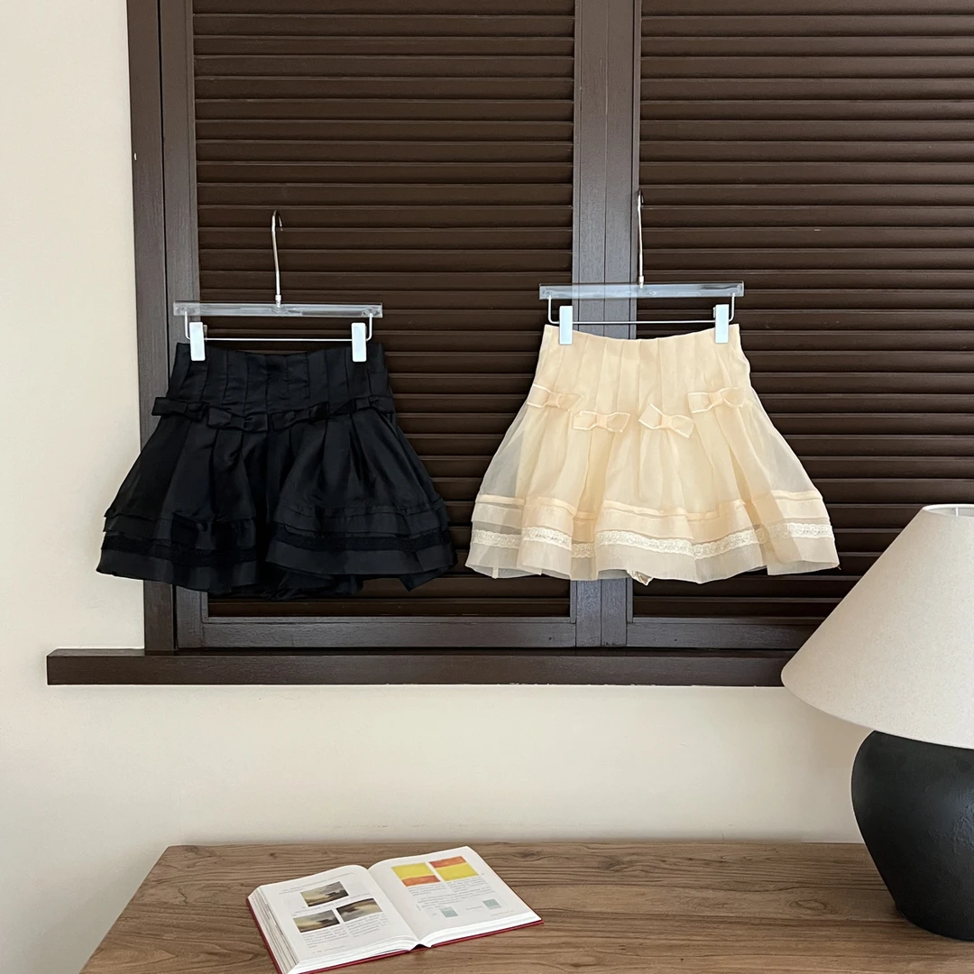 【赵小小&月光裙摆】7169 复古千金风蝴蝶结蓬蓬甜美防走光半身裙女