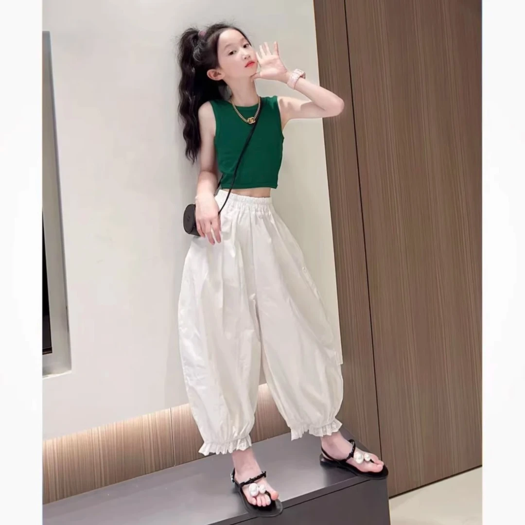 女童夏季套装新款儿童洋气韩版潮款背心夏装百搭休闲风束脚两件套