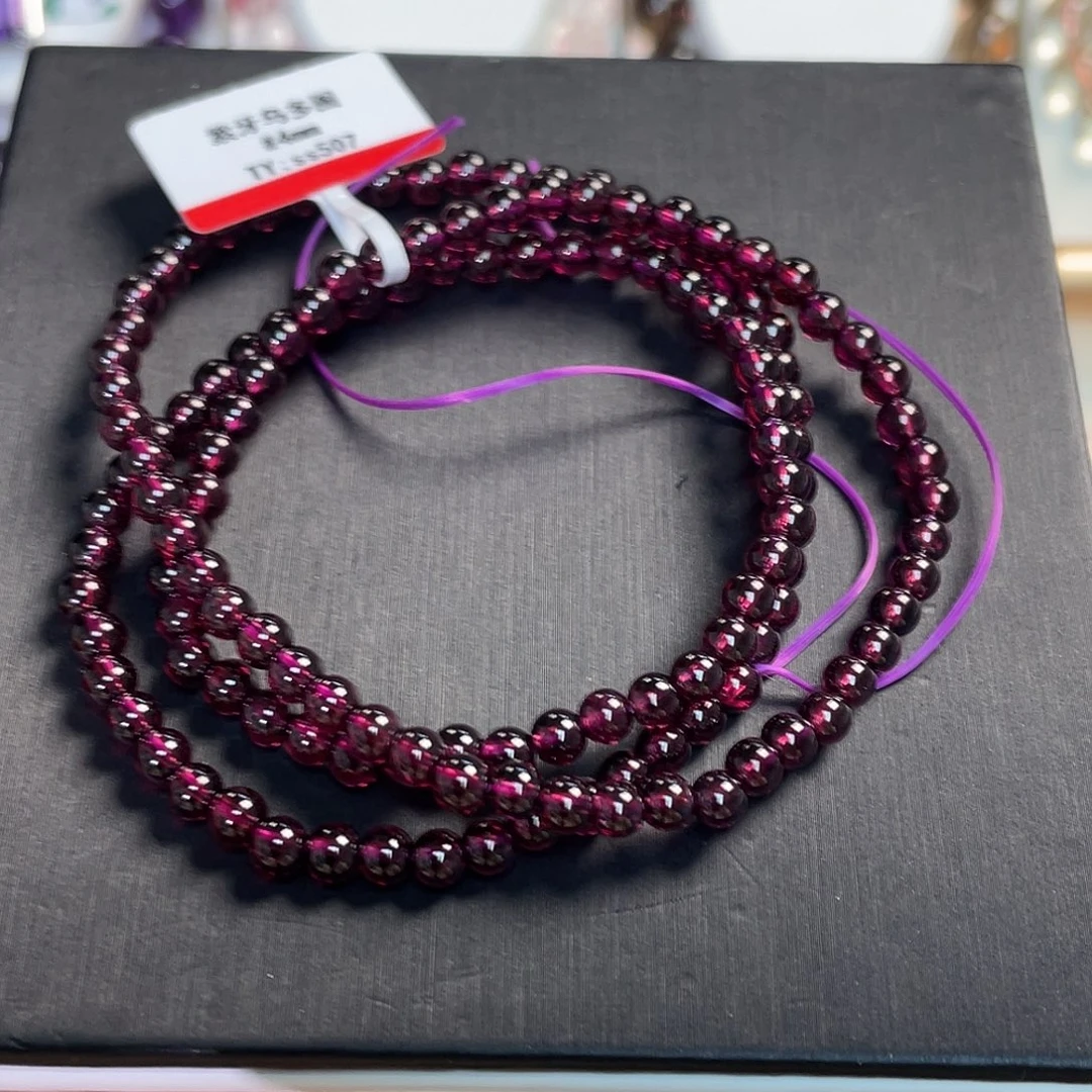 未镶嵌石榴石手串紫牙乌4mm石榴石多圈ss507 36号