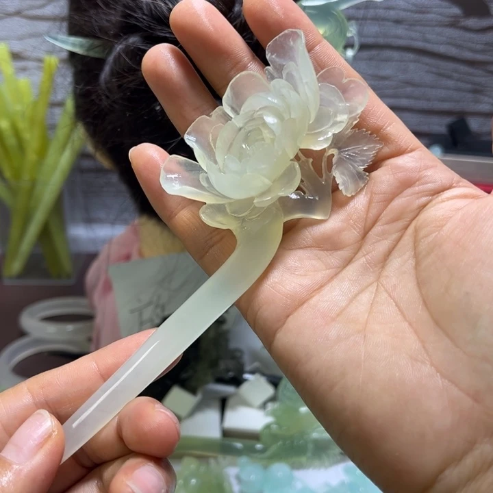 蛇纹石玉未镶嵌发簪