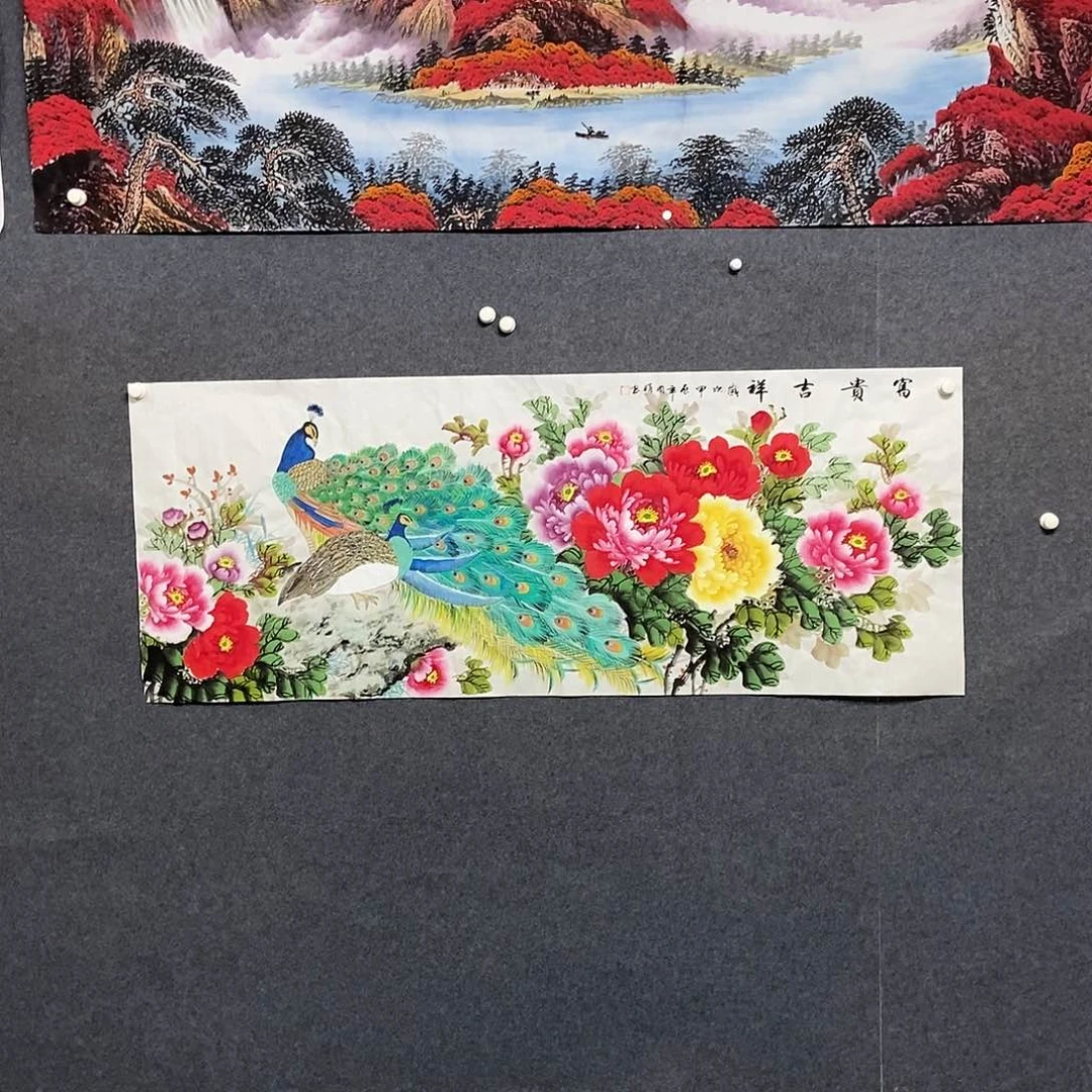 国画小六尺牡丹一副