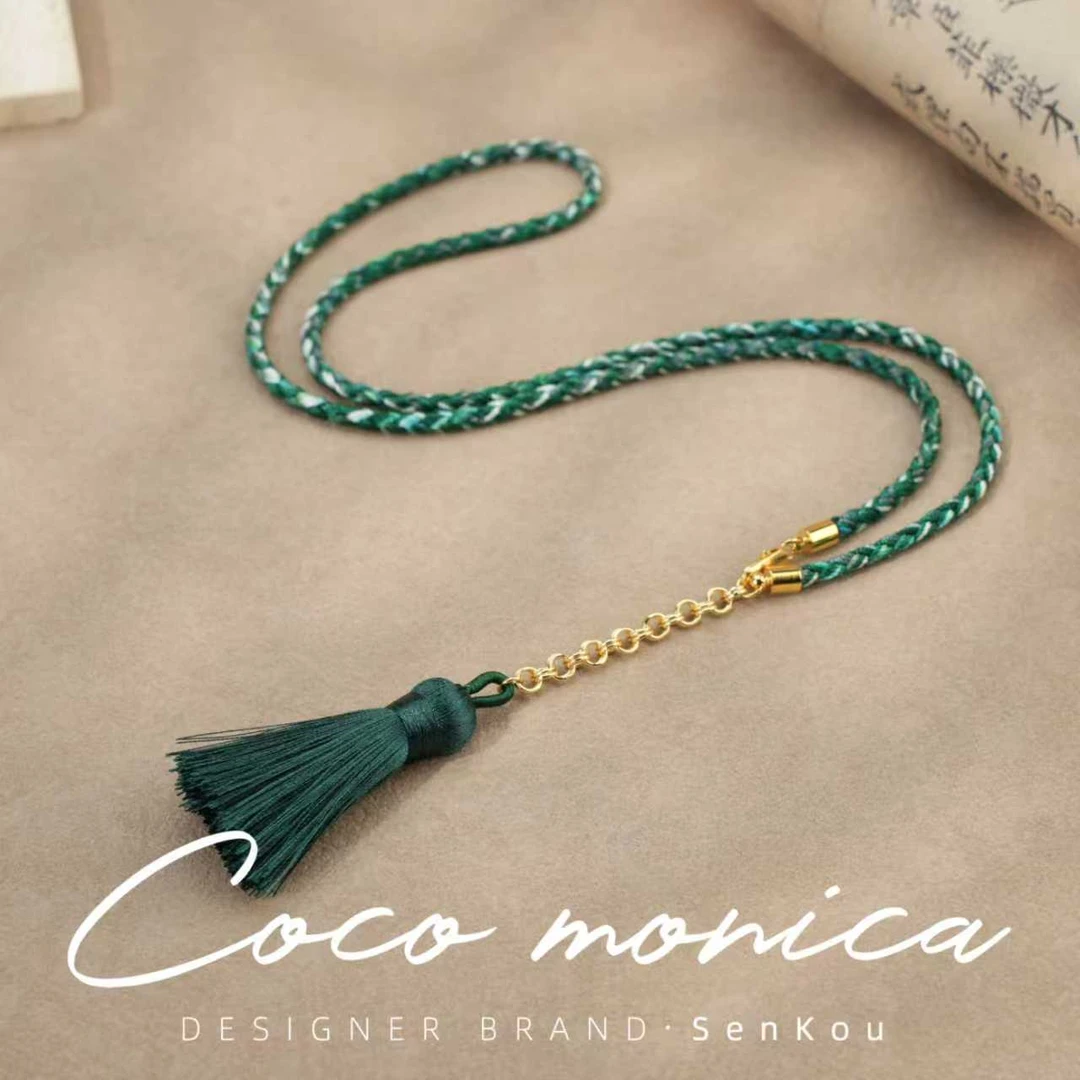 非金属布艺项链 【小霞珠宝】编绳项链流苏气质轻奢古风小众 AS725