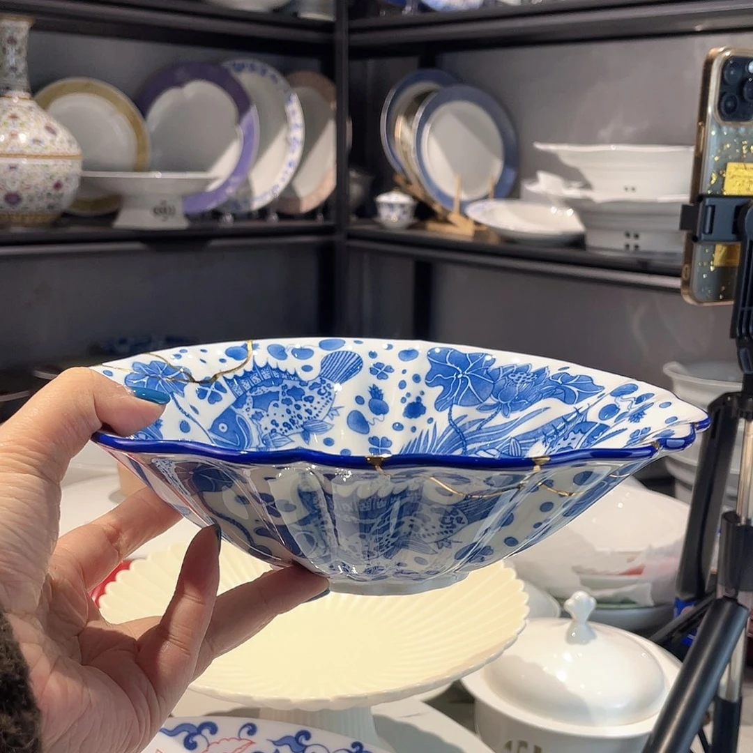 瓷9.5寸青花瓷釉下彩 微瑕