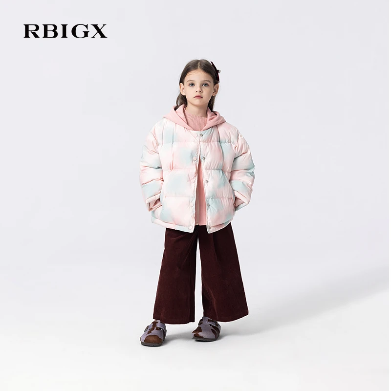 RBIGX瑞比克童装2025冬季新款男女童连帽外套羽绒服YF4CR1855