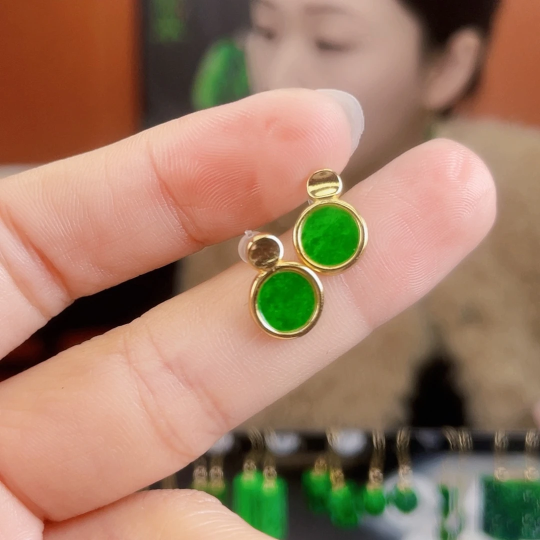 翡翠银S925镶嵌耳饰