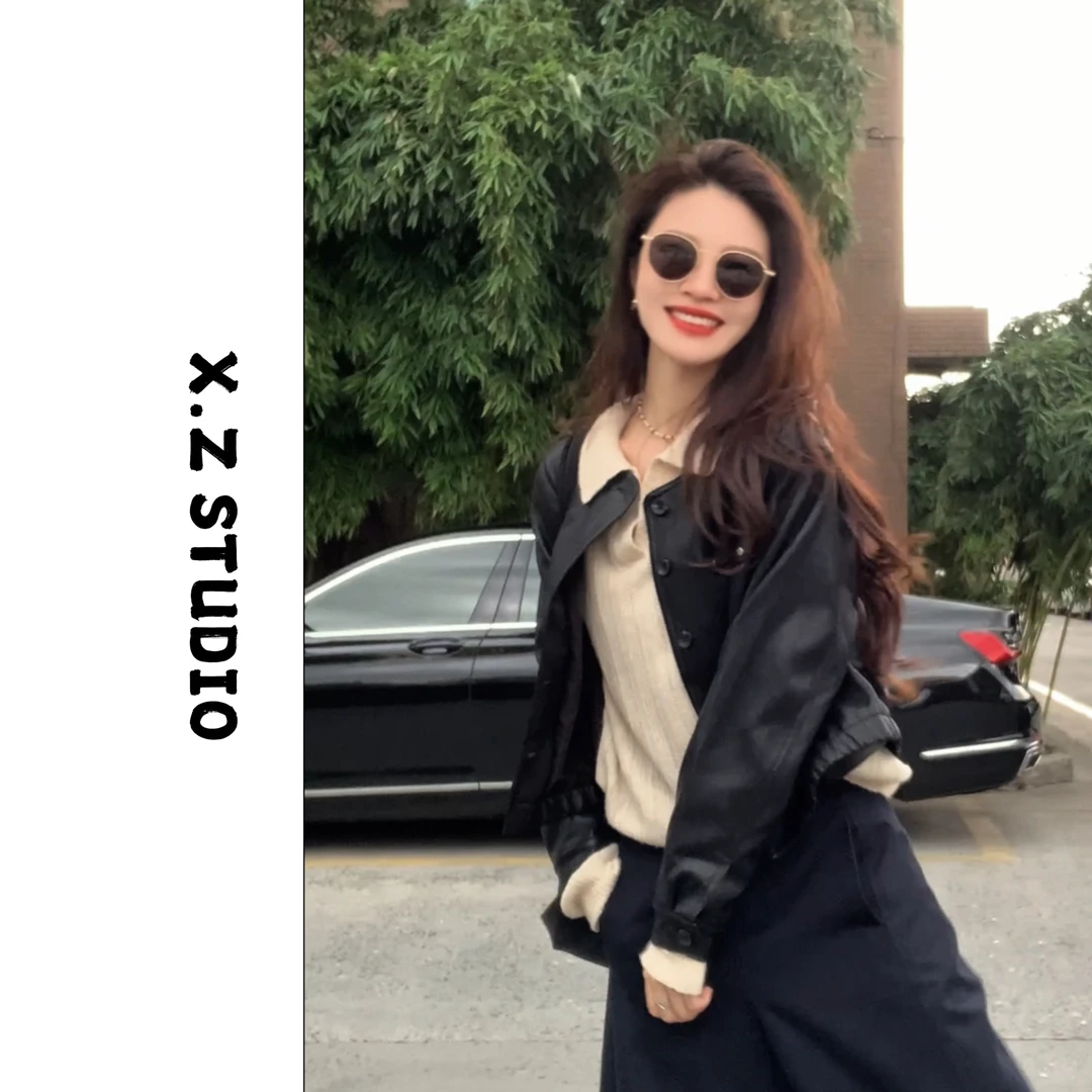 X.ZHEN【复古夹克pu皮外套】高智感网红洋气炸街女装出游服装高级感
