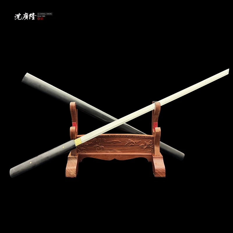 【墨隐星落】沈广隆 黑檀棍刀 黑檀木 花纹钢 宝剑 未开刃