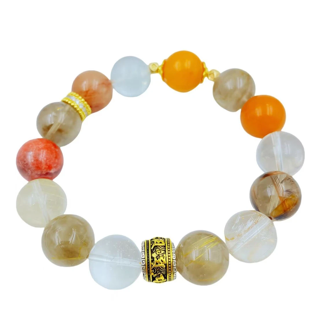 高档珠宝水晶发晶多宝幽灵手串S1122