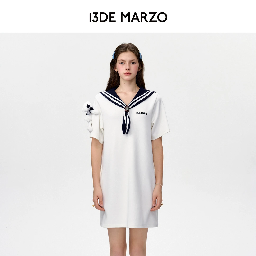 13DE MARZO女士 25春夏海军领T恤时尚高级感宽松连衣裙专柜同款