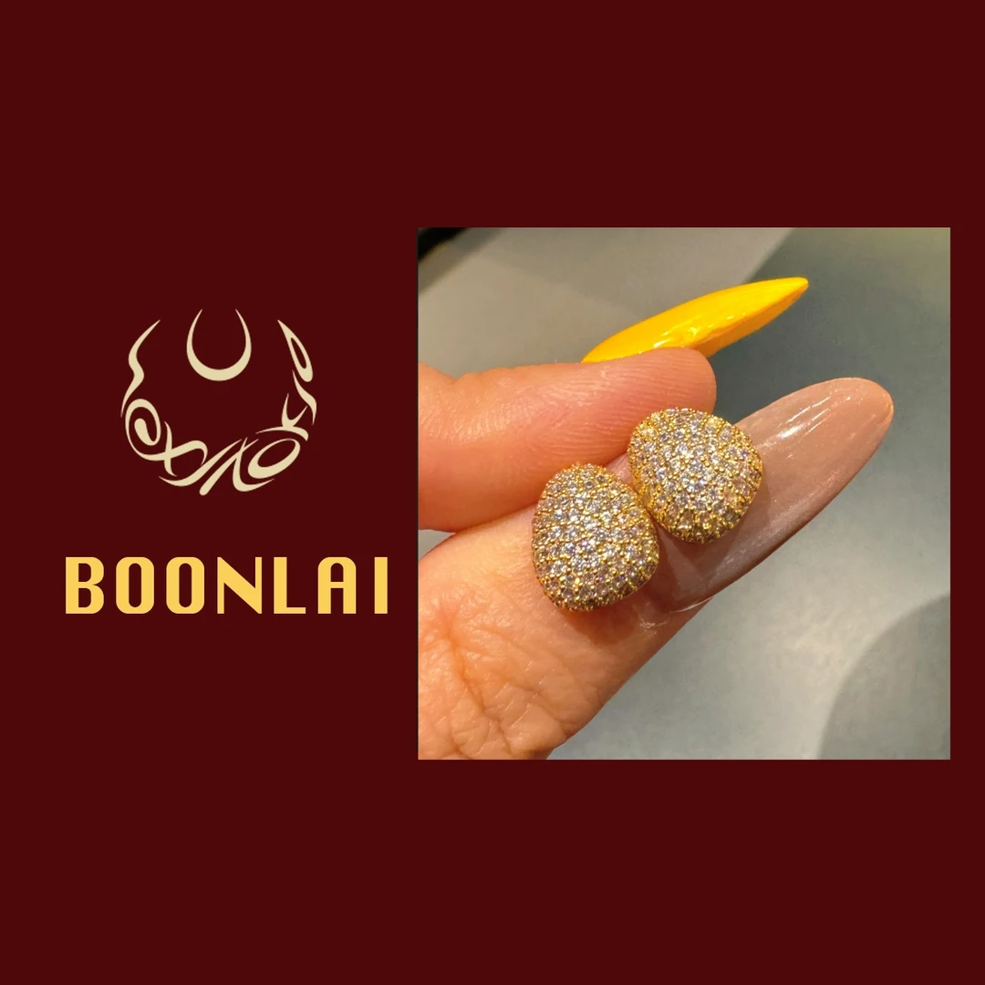 铜合金锆石耳饰 Boonlai 金属水滴形密镶满钻耳环4189