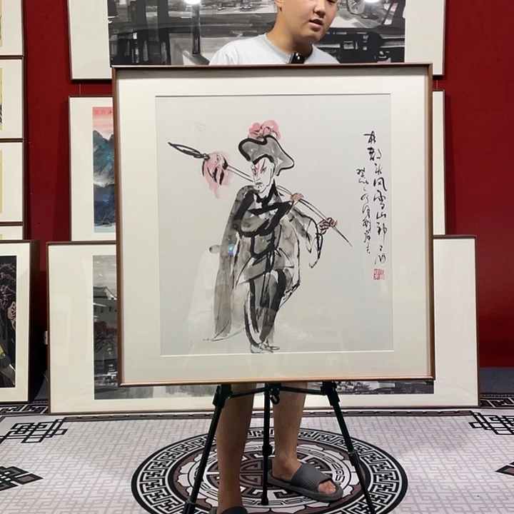 国画手绘作品带框