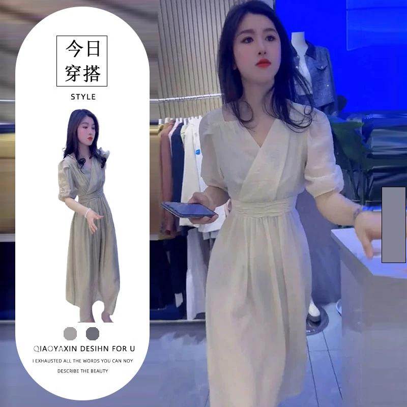白色小众设计感连衣裙2025新款女夏季高端精致超好看法式连衣裙