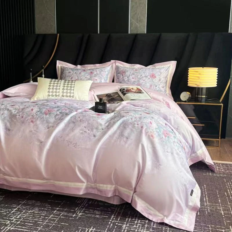 高端精品数码印花四件套--海棠粉
