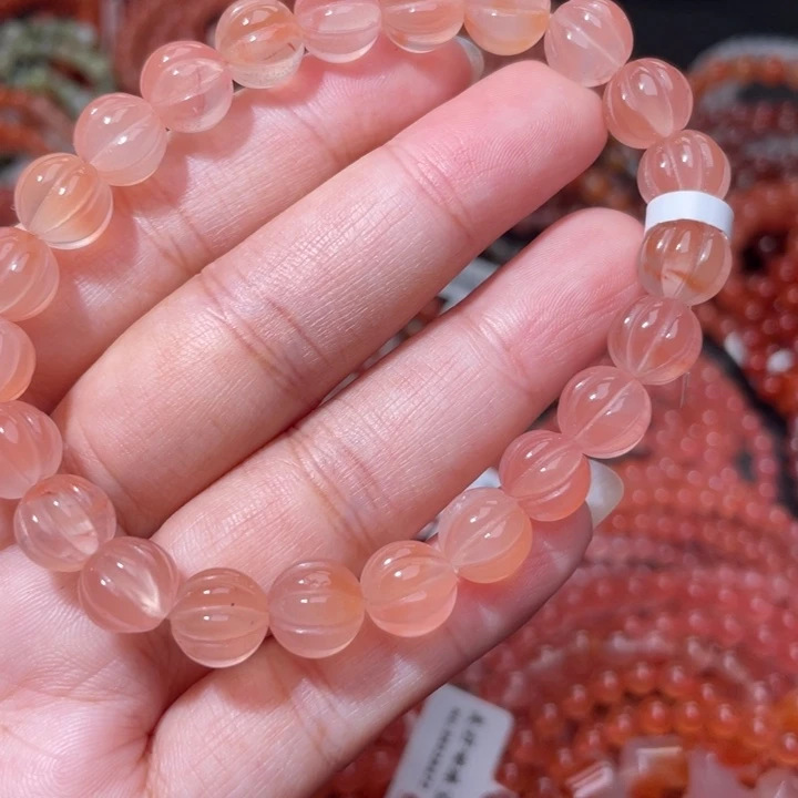 南红玛瑙未镶嵌冰粉南瓜珠单圈8.5m+g5