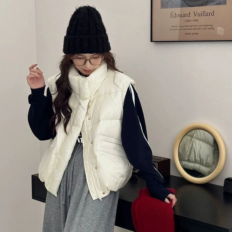 2025秋冬新款羽绒服马甲女短款简约立领加厚洋气宽松马夹外套百搭