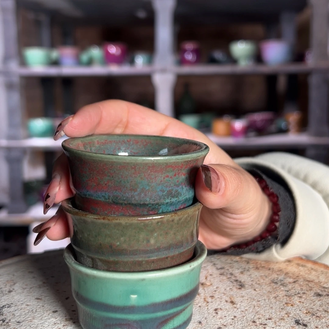 瓷片钧瓷杯子茶器摆件编号3三件