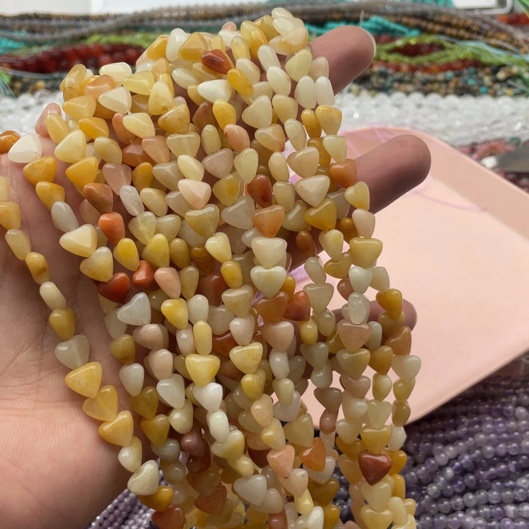 玛瑙/玉髓未镶嵌珠宝半成品两条装卡8mm金丝玉三角片