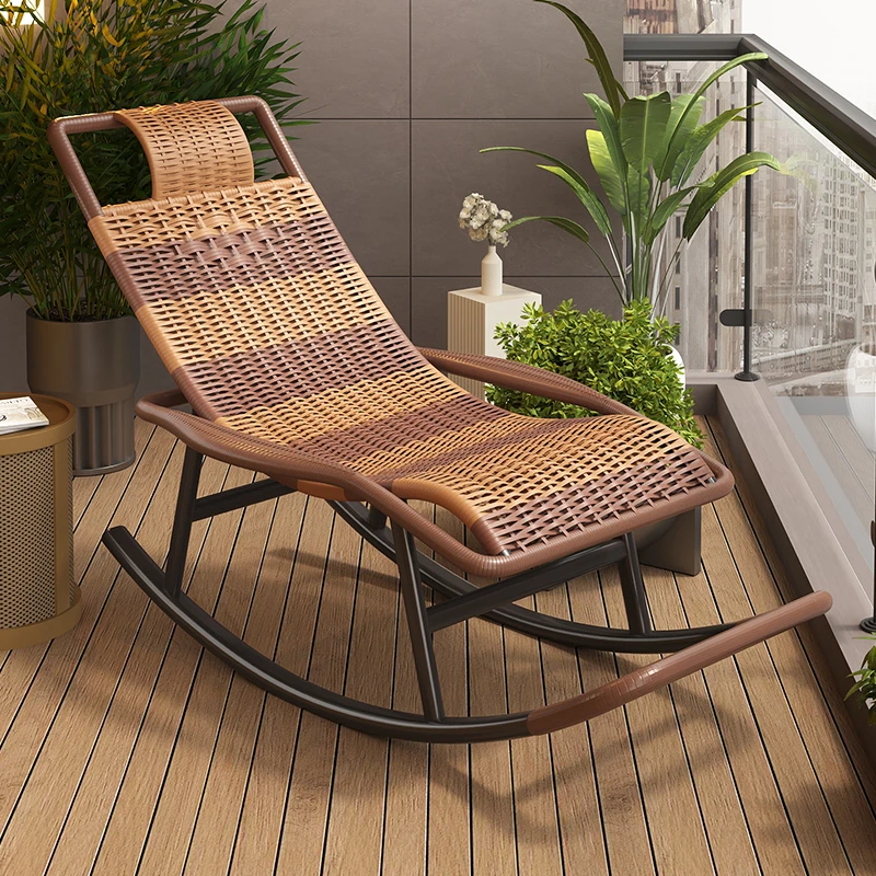 躺椅可躺可坐可睡摇摇椅懒人沙发家用休闲阳台藤编椅老年人午休