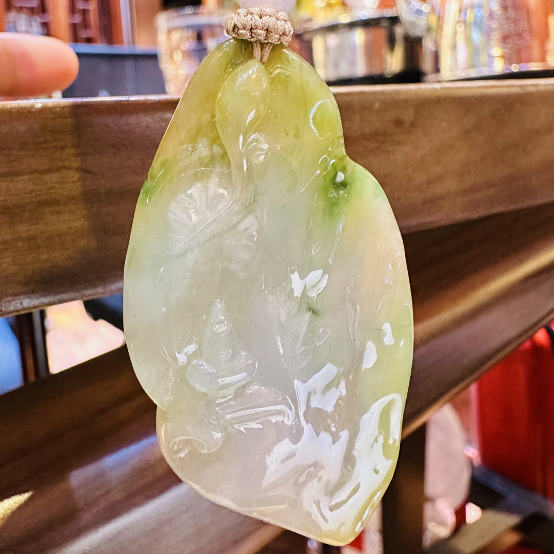 特色黄加绿翡翠莲花悟道