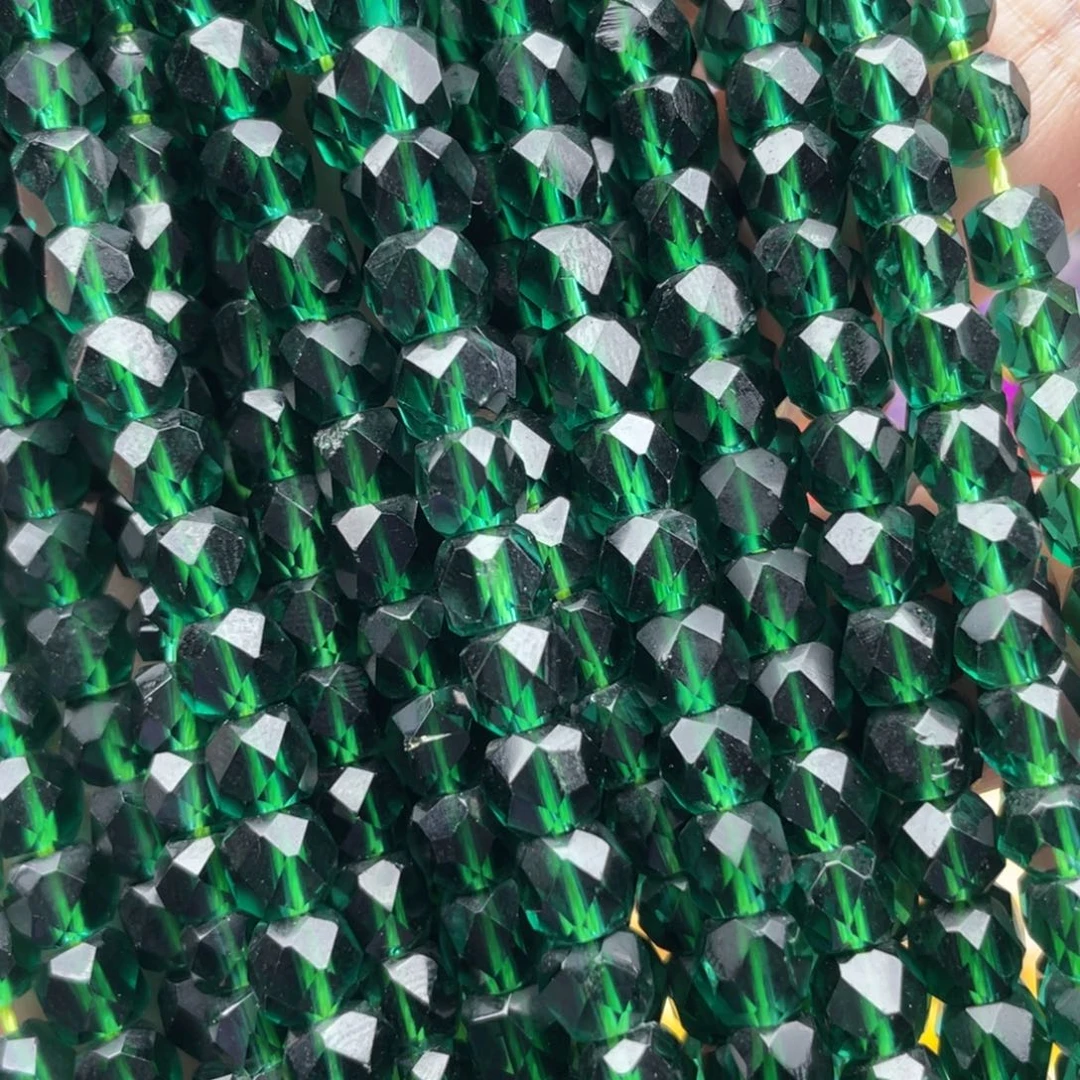 玛瑙/玉髓珠宝半成品未镶嵌三条装6mm绿水切面隔珠