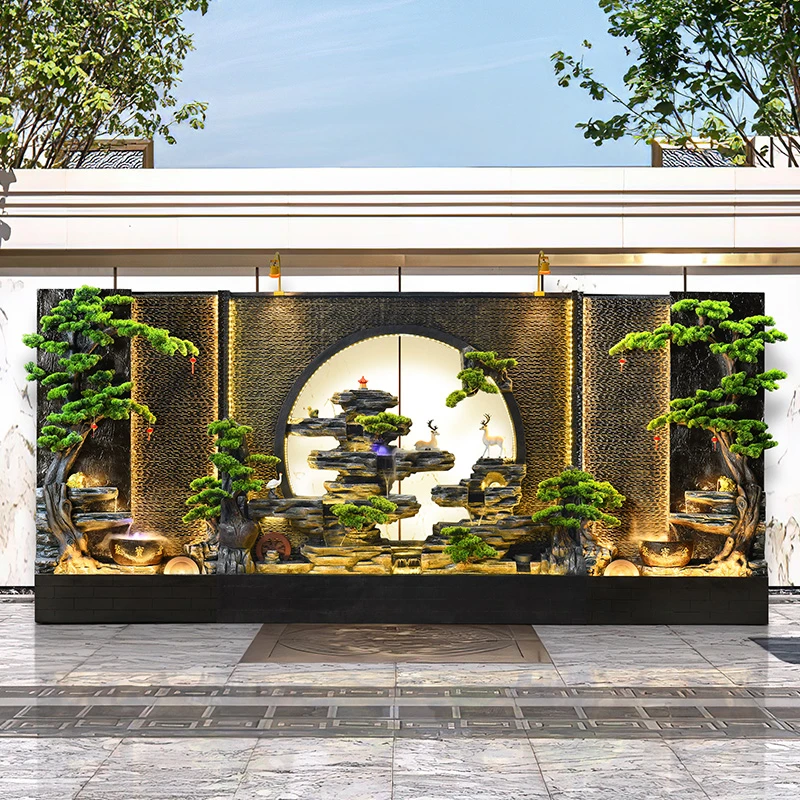 水幕墙流水墙假山喷泉别墅庭院屏风客厅办公室装饰景观落地摆件
