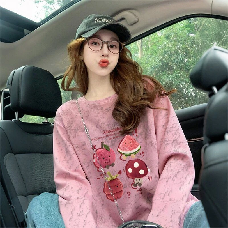 时尚宽松扎染刺绣t恤女洋气减龄ins潮牌气质炸街oversize显瘦上衣