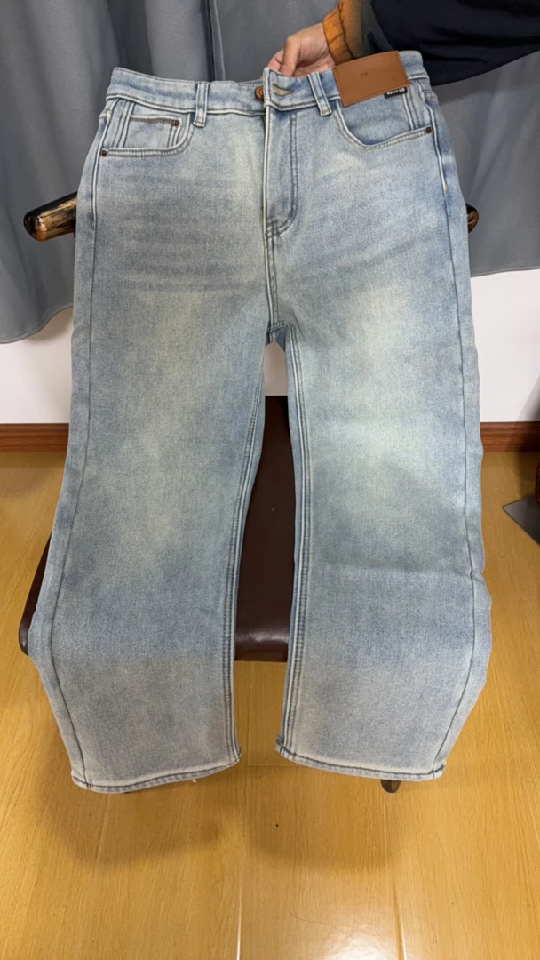 SHS.直筒九分牛仔裤