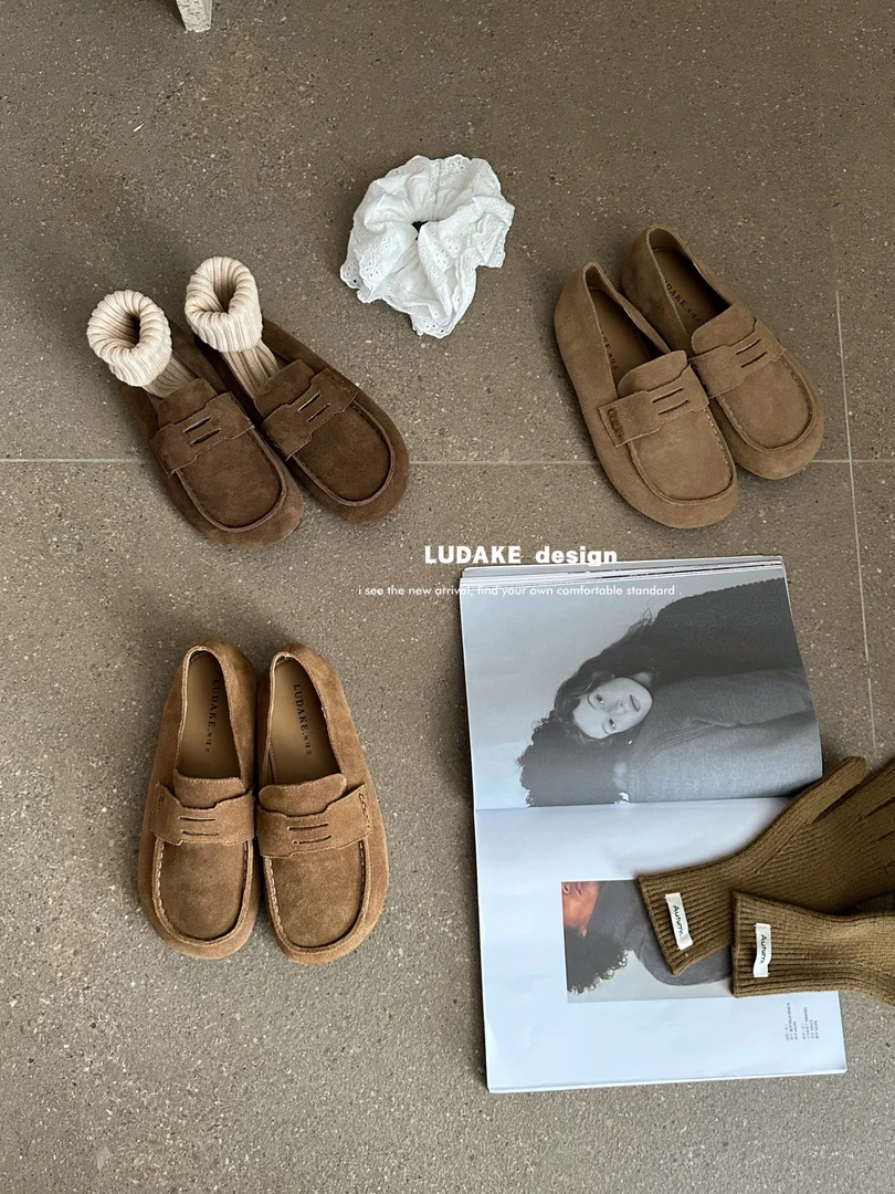 福秒 真皮圆头软底乐福单鞋（XZMC66-07#）爱唯依