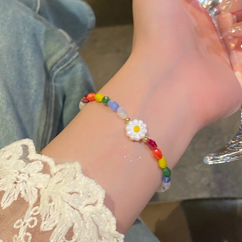 元气多巴胺~雏菊珍珠手链女生新品闺蜜手链轻奢小众精致水晶手串