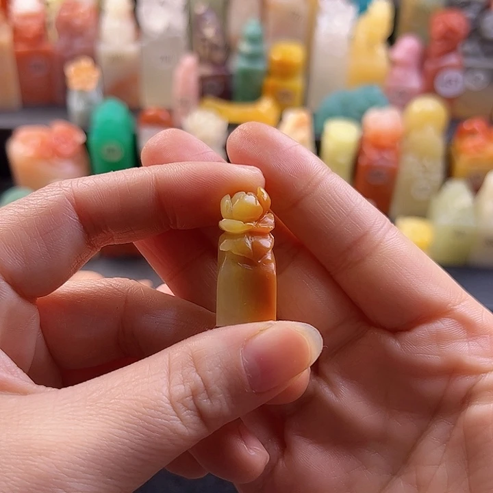 老挝石印石手工定制1.2厘米，荷花，包刻字