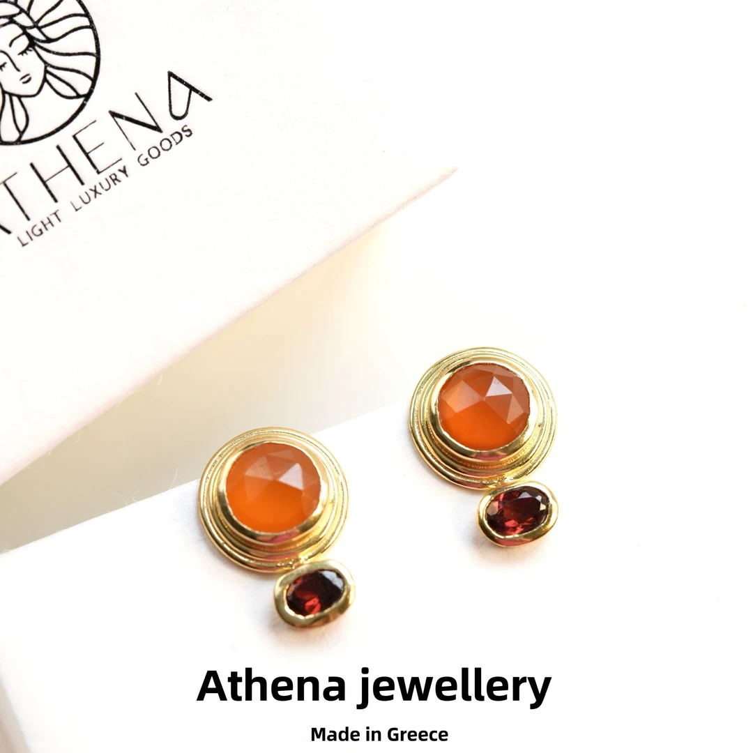 铜合金耳饰 【晨昏日落】爱觅 ERMIS轻奢气质优雅镶嵌手工耳钉