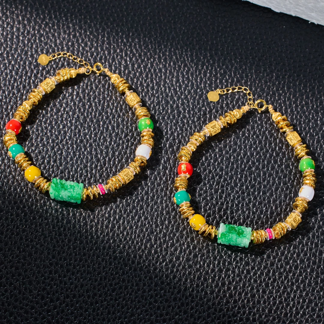 【歪歪】五路财神*翡翠盘缠手链*18K镶嵌（多样性发一）XB-J59960