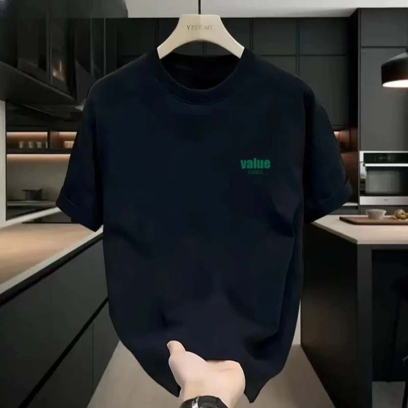 夏季新款重磅纯棉字母印花圆领运动短袖T恤男款宽松休闲韩版上衣