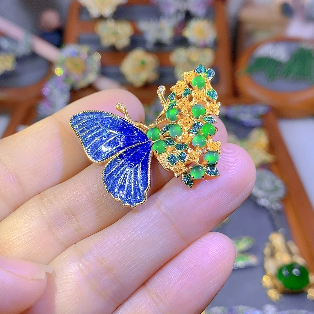 颈饰银S925镶嵌翡翠